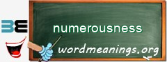 WordMeaning blackboard for numerousness